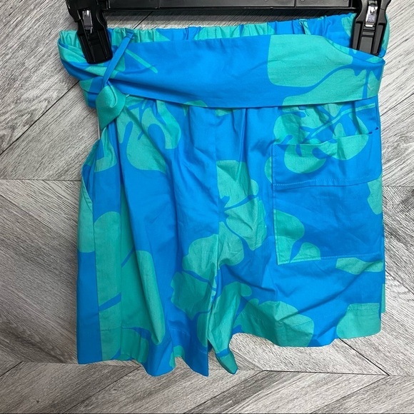 STAUD | Sage Blue Hibiscus Tie Waisted Shorts Size 4 - Picture 7 of 14